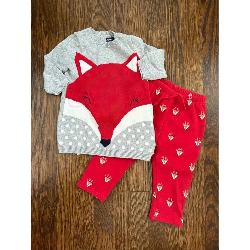 GAP BabyGap Infant 3-6 Months Little Foxes Sweater and Bottoms Bundle